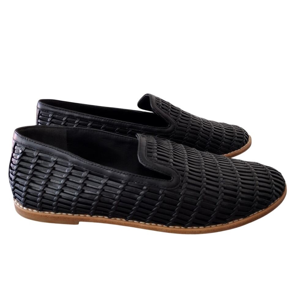 Vince EXCELLENT COND. 'Jonah' Black Woven Leather Slip-On Loafers Women's US 8M